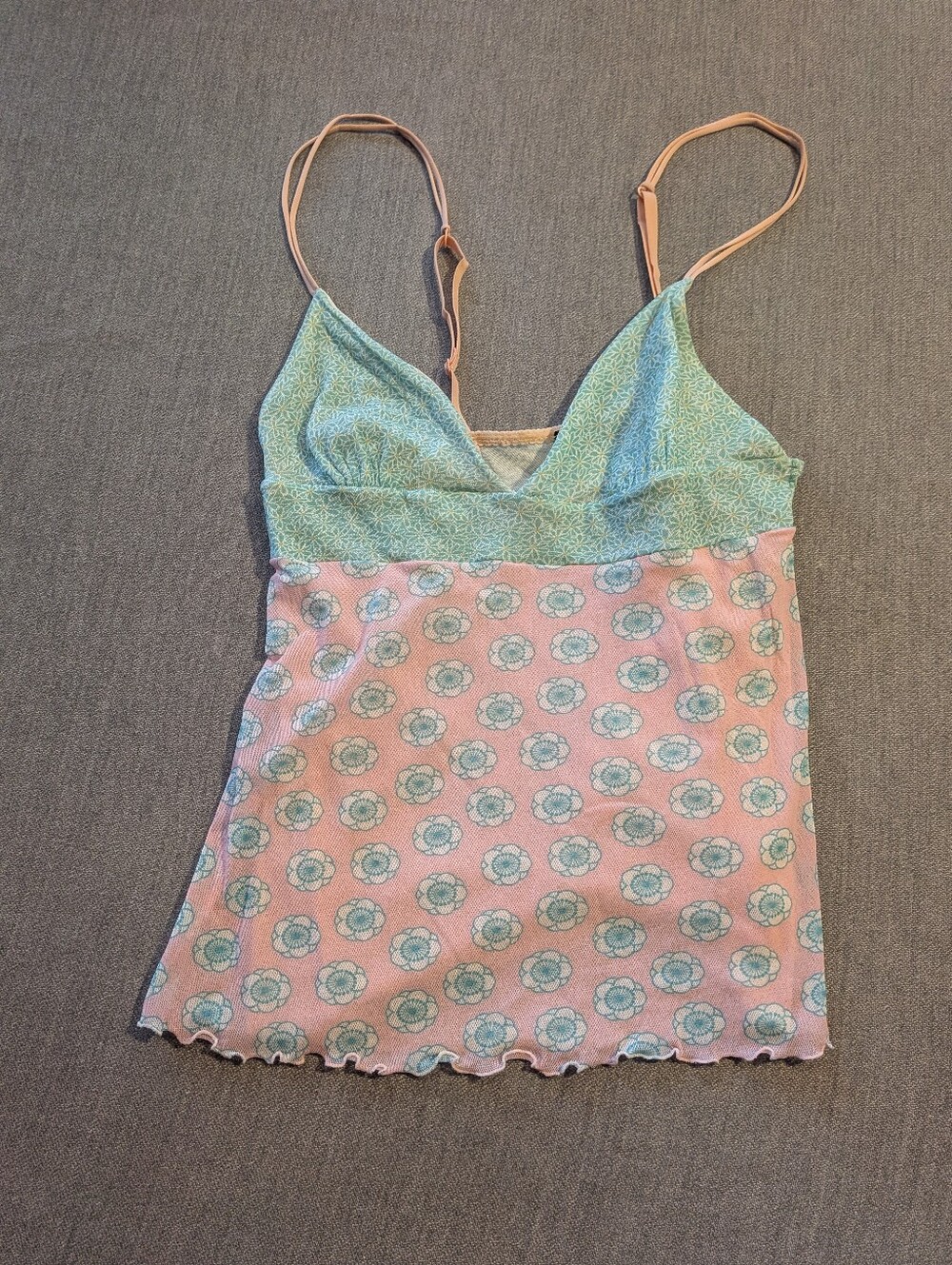 Cosabella Ceylon Babydoll Tank Camisole  Sz Medium Pink Green Flower Italy
